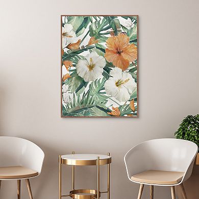 Masterpiece Patterns of Paradise Floral Framed Canvas Wall Art