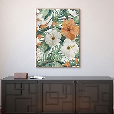 Masterpiece Patterns of Paradise Floral Framed Canvas Wall Art