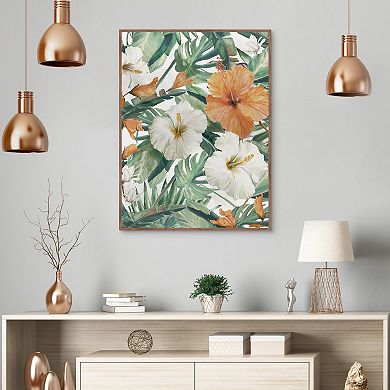 Masterpiece Patterns of Paradise Floral Framed Canvas Wall Art