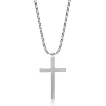 Men's LYNX Sterling Silver Black Gemstone Cross Pendant Necklace