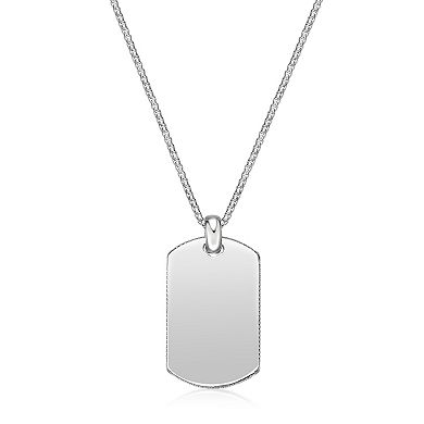 Men's LYNX Sterling Silver Gemstone Dog Tag Pendant Necklace