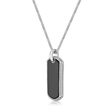 Men's LYNX Sterling Silver Gemstone Dog Tag Pendant Necklace