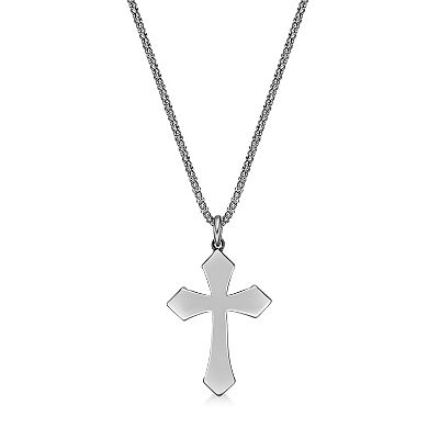 Men's LYNX Sterling Silver Black Onyx Cross Pendant Necklace