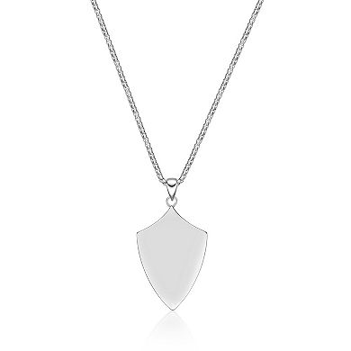 Men's LYNX Sterling Silver Gemstone Shield Pendant Necklace
