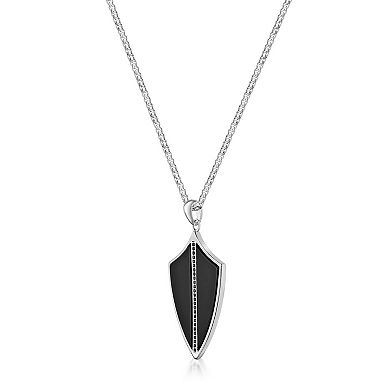 Men's LYNX Sterling Silver Gemstone Shield Pendant Necklace