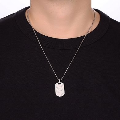 Men's LYNX Sterling Silver Lab-Created Gemstone Dog Tag Pendant Necklace