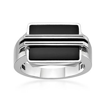 Men's LYNX Sterling Silver Onyx Ring