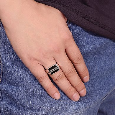 Men's LYNX Sterling Silver Onyx Ring
