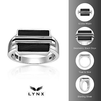 Men's LYNX Sterling Silver Onyx Ring