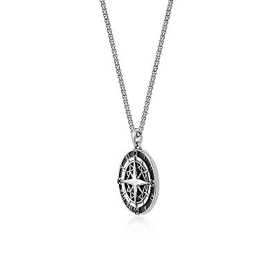 Men's LYNX Sterling Silver Compass Pendant Necklace