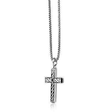 Men's LYNX Sterling Silver Cross Pendant Necklace
