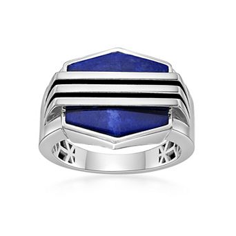LYNX Mens Sterling Silver Gemstone Ring