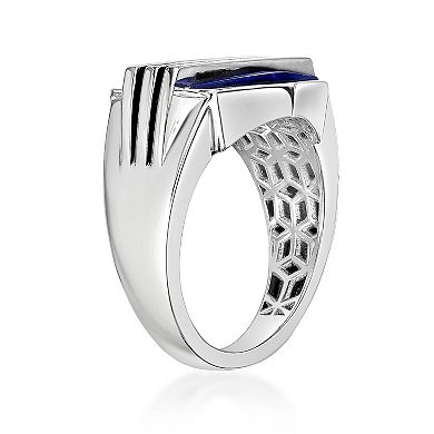 LYNX Mens Sterling Silver Gemstone Ring