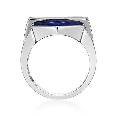 LYNX Mens Sterling Silver Gemstone Ring
