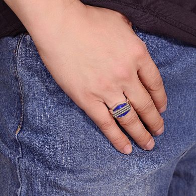 LYNX Mens Sterling Silver Gemstone Ring