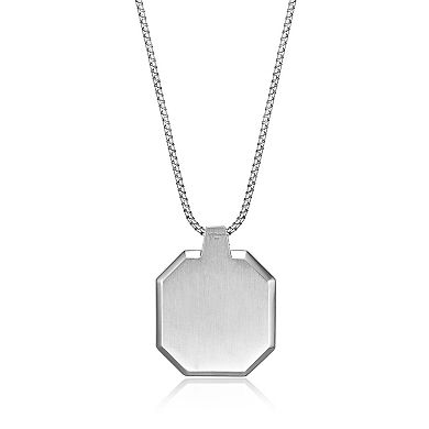 Men's LYNX Sterling Silver Gemstone Octagon Pendant Necklace