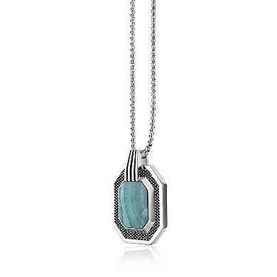 Men's LYNX Sterling Silver Gemstone Octagon Pendant Necklace
