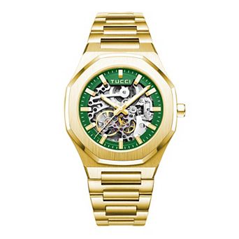 TUCCI Italy Visroso Men's Skeleton Dial Stainless Steel Wrist Watch - TW0589