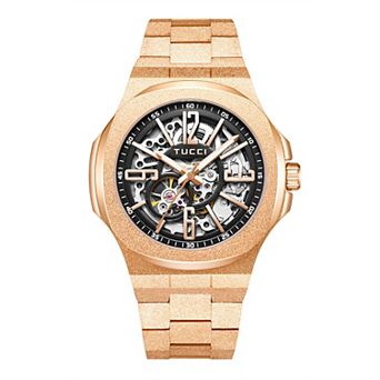 TUCCI Italy Livello Men's Stainless Steel Skeleton Automatic Watch - TW0597