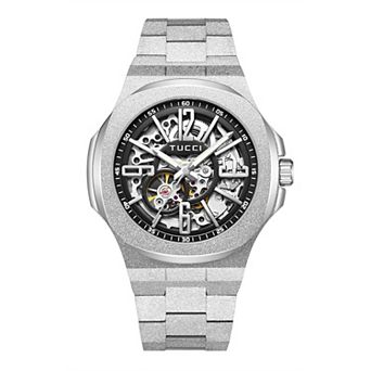 TUCCI Italy Livello Men's Stainless Steel Skeleton Automatic Watch - TW0597