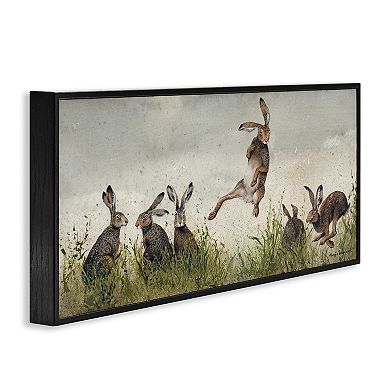 Stupell Home Decor Jumping Hares Framed Wall Art