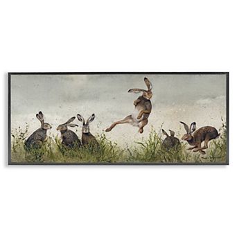 Stupell Home Decor Jumping Hares Framed Wall Art