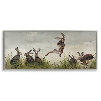 Stupell Home Decor Jumping Hares Framed Wall Art