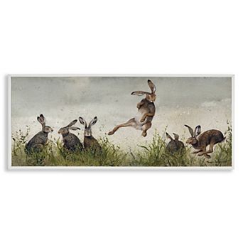 Stupell Home Decor Jumping Hares Framed Wall Art