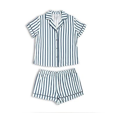 Plus Size Lilac+London Striped Pajama Top & Pajama Shorts Set