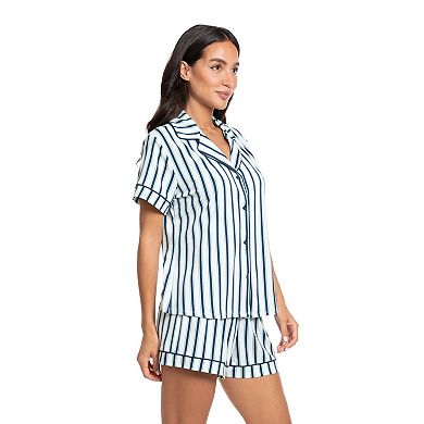 Women's Lilac+London Striped Pajama Top & Pajama Shorts Set