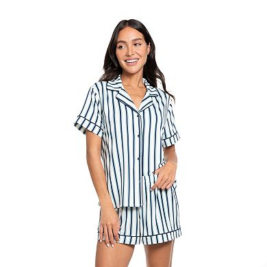 Women's Lilac+London Striped Pajama Top & Pajama Shorts Set