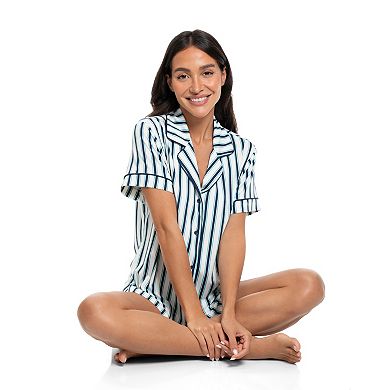 Women's Lilac+London Striped Pajama Top & Pajama Shorts Set