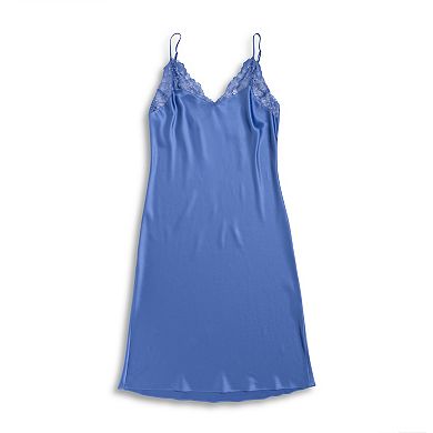 Women's Lilac+London Lace Trim Solid Chemise
