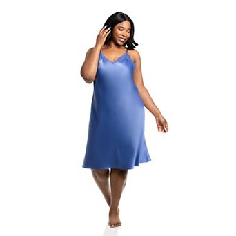 Plus Size Lilac+London Lace Trim Solid Chemise