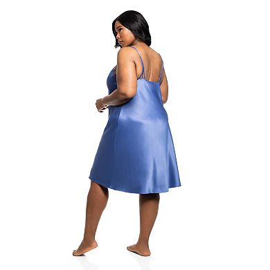 Plus Size Lilac+London Lace Trim Solid Chemise