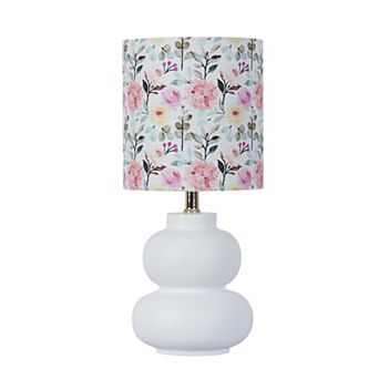 White Finish Accent Lamp With Floral Shade