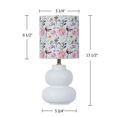 White Finish Accent Lamp With Floral Shade