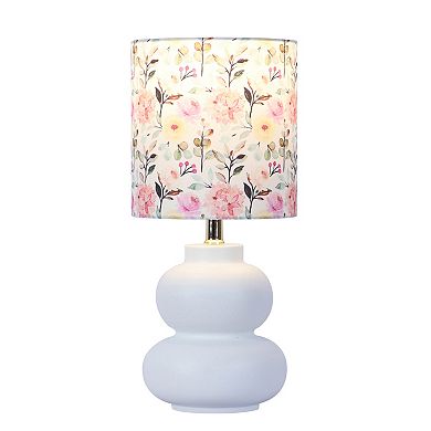 White Finish Accent Lamp With Floral Shade