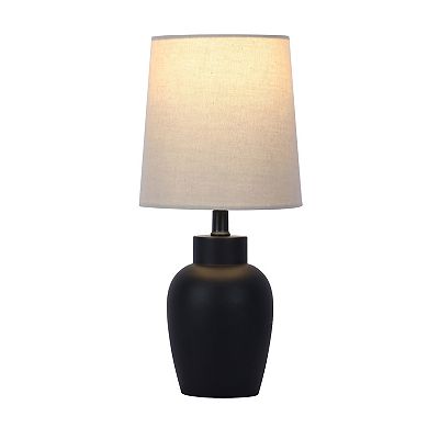 Matte Black Finish Accent Lamp With White Shade