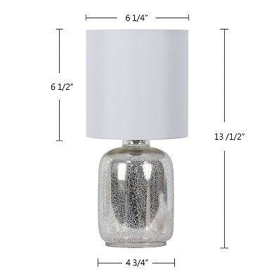 Silver Glass Accent Lamp With White Lamp Shade