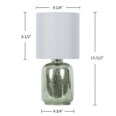 Silver Glass Accent Lamp With White Lamp Shade