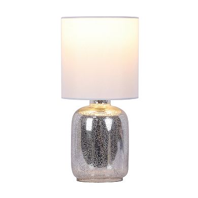 Silver Glass Accent Lamp With White Lamp Shade