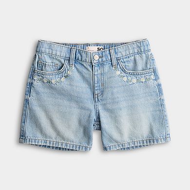 Girls 7-16 SO® Denim Midi Shorts with Embroidery in Regular & Plus Size