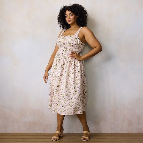 Женские платья LC Lauren Conrad Plus Size LC Lauren Conrad Sleeveless Floral Midi Dress