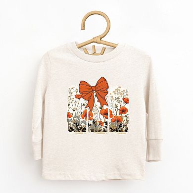 Coquette Fall Floral Orange - Toddler Long Sleeve Graphic Tee