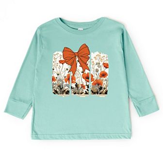 Coquette Fall Floral Orange - Toddler Long Sleeve Graphic Tee