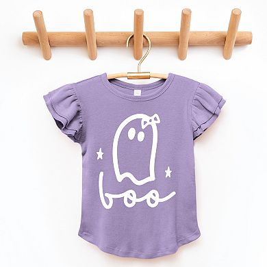 Boo Ghost Bow - Flutter Sleeve Tee