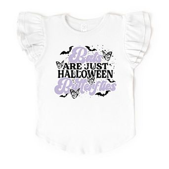Bats Are Just Halloween Butterflies - Flutter Sleeve Graphic T-Shirt