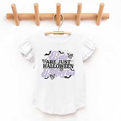 Bats Are Just Halloween Butterflies - Flutter Sleeve Graphic T-Shirt