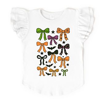 Coquette Colorful Halloween Bows - Flutter Sleeve Graphic T-Shirt
